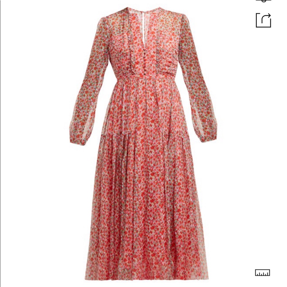 SALONI Yasmeen Floral Long Sleeve Silk Midi Dress